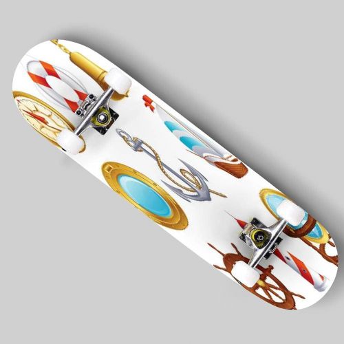  Puiuoo Sailing icon Stock Illustration Skateboard for Beginners Standard Skateboard for Adults Youth Kids Maple Double Kick Concave Boards Complete Skateboard 31x8