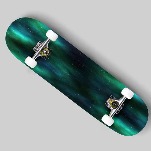  Puiuoo Seamless Pattern with Star in Dark Sky Skateboard for Beginners Standard Skateboard for Adults Youth Kids Maple Double Kick Concave Boards Complete Skateboard 31x8