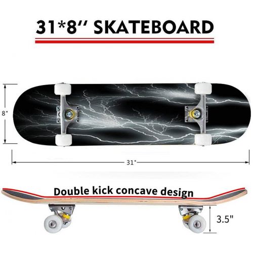  Puiuoo Rumble Over The Wasatch HDR Skateboard for Beginners Standard Skateboard for Adults Youth Kids Maple Double Kick Concave Boards Complete Skateboard 31x8