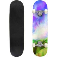 puiuoo 3D Rainbow Circle Colorful with Glossy Blades Stock Illustration Skateboard for Beginners Standard Skateboard for Adults Youth Kids Maple Double Kick Concave Boards Complete