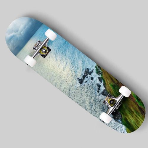  Puiuoo Sun Rays and Clouds Skateboard for Beginners Standard Skateboard for Adults Youth Kids Maple Double Kick Concave Boards Complete Skateboard 31x8