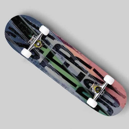  Puiuoo Illustration Skateboard Freestyle Street Style Legendary Rider Skateboard for Beginners Standard Skateboard for Adults Youth Kids Maple Double Kick Concave Boards Complete Skateboa