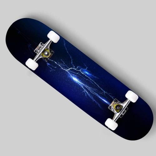  puiuoo Thunderstorm and lightnings Stock Illustration Skateboard for Beginners Standard Skateboard for Adults Youth Kids Maple Double Kick Concave Boards Complete Skateboard 31x8