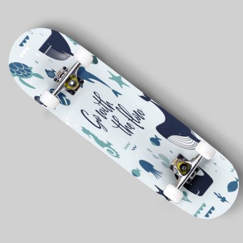  puiuoo One Bunny Stock Illustration Skateboard for Beginners Standard Skateboard for Adults Youth Kids Maple Double Kick Concave Boards Complete Skateboard 31x8
