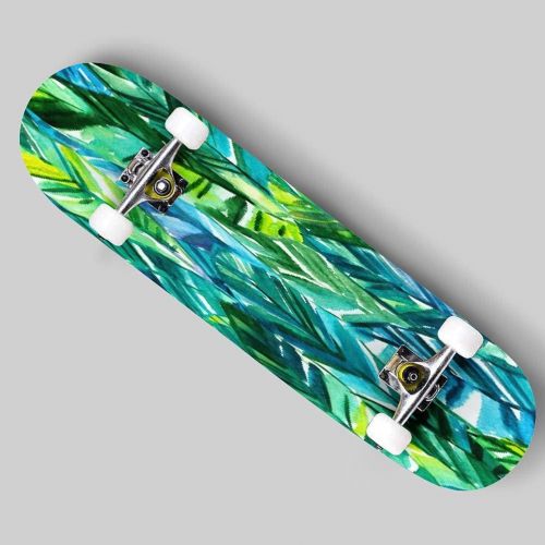  Puiuoo Decorative Set Tropical Pattern Letters Alphabet Font Hand Drawn Skateboard for Beginners Standard Skateboard for Adults Youth Kids Maple Double Kick Concave Boards Complete Skateb