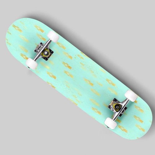  Puiuoo Gold Paw Print Seamless Pattern Seamless Pattern of Animal Gold Skateboard for Beginners Standard Skateboard for Adults Youth Kids Maple Double Kick Concave Boards Complete Skatebo