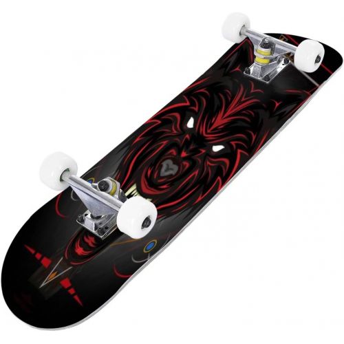  Puiuoo Red Wolves Head with Dark Style Stock Cool Skateboard for Teens Boys Girls Beginners Standard Skateboard for Adults Youth Kids Maple Complete Skateboard Outdoor Gifts