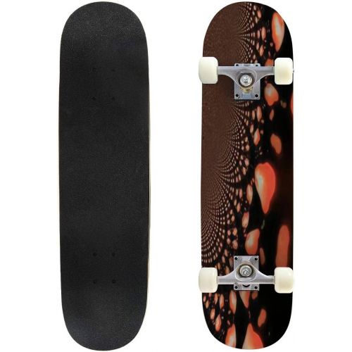  Puiuoo Spiraling Abstract Design RED Black White Cream Gold Liquid Artistic Cool Skateboard for Girls Boys Teens Beginners Standard Skateboard for Adults Youth Kids Maple Complete Skatebo