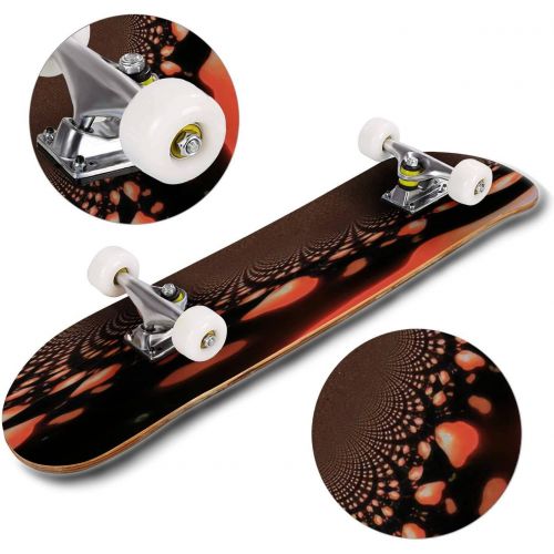  Puiuoo Spiraling Abstract Design RED Black White Cream Gold Liquid Artistic Cool Skateboard for Girls Boys Teens Beginners Standard Skateboard for Adults Youth Kids Maple Complete Skatebo