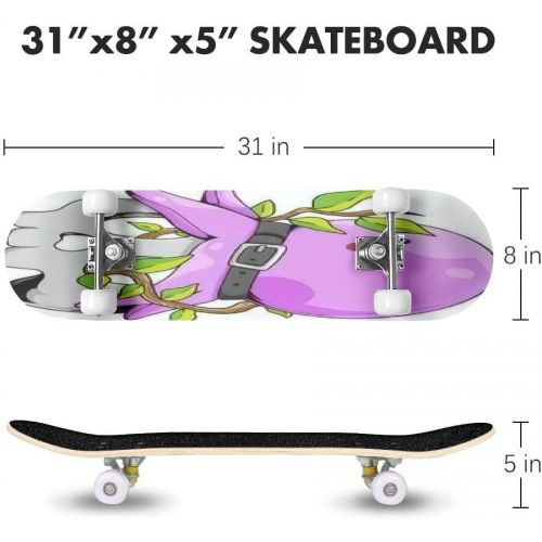  Puiuoo of a Skull Head Overgrown with Weeds Becoming an Octopus Footing Good Skateboard for Beginners Teens Boys Girls Cool Stuff Standard Skateboard for Adult Kids Maple Complete Skatebo