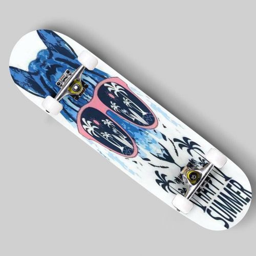  Puiuoo Fierce Slogan with Tiger Head Graphic Illustration Skateboard for Beginners Standard Skateboard for Adults Youth Kids Maple Double Kick Concave Boards Complete Skateboard 31x8