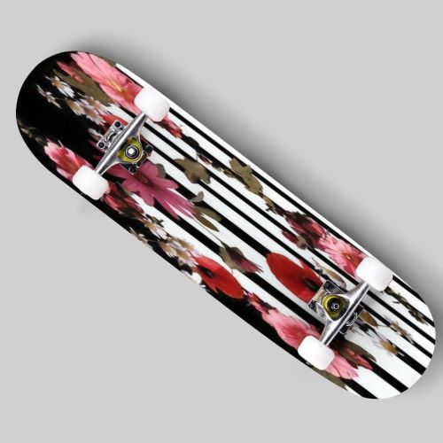  Puiuoo Tropical Print Summer Exotic Plant Banana Leaves Seamless Floral Cool Skateboard for Girls Boys Teens Beginners Standard Skateboard for Adults Youth Kids Maple Complete Skateboard