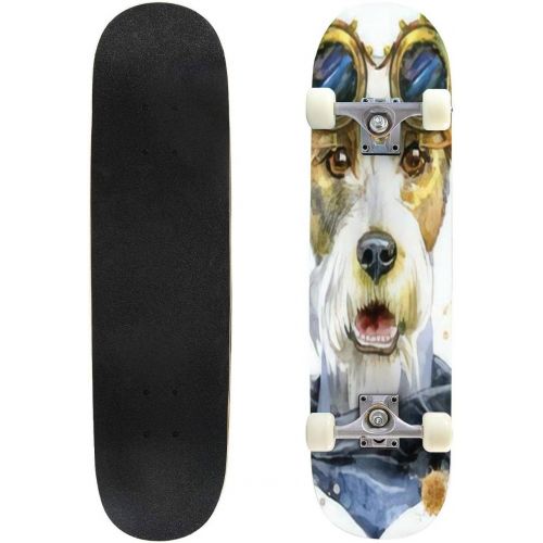  Puiuoo Head Portrait from Multicolored Paints Splash of Watercolor Colored Cool Skateboard for Girls Boys Teens Beginners Standard Skateboard for Adults Youth Kids Maple Complete Skateboa