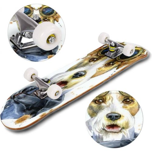  Puiuoo Head Portrait from Multicolored Paints Splash of Watercolor Colored Cool Skateboard for Girls Boys Teens Beginners Standard Skateboard for Adults Youth Kids Maple Complete Skateboa