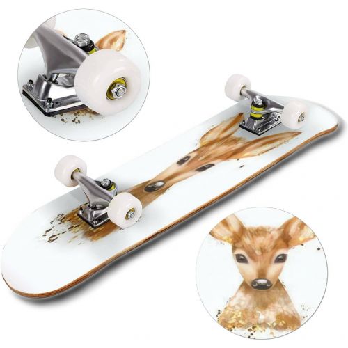  Puiuoo Jack Russell Terrier Watercolor Hand Drawn Portrait Cool Skateboard for Girls Boys Teens Beginners Standard Skateboard for Adults Youth Kids Maple Complete Skateboard Outdoor 31x8