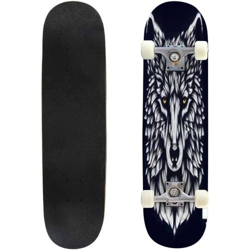  Puiuoo American Eagle Linework Cool Skateboard for Teens Boys Girls Beginners Standard Skateboard for Adults Youth Kids Maple Complete Skateboard Outdoor Gifts