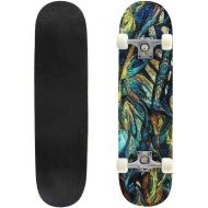 Puiuoo Cool Skateboard for Girls Boys Teens Beginners Wings of Dream Series Elements of Female face and Butterfly Wings Maple Standard Complete Skateboards for Adults Youth Kids Outdoor S