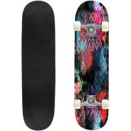 Puiuoo Abstract Seamless Painted with Watercolors Composed of a Plurality of Cool Skateboard for Girls Boys Teens Beginners Standard Skateboard for Adults Youth Kids Maple Complete Skateb