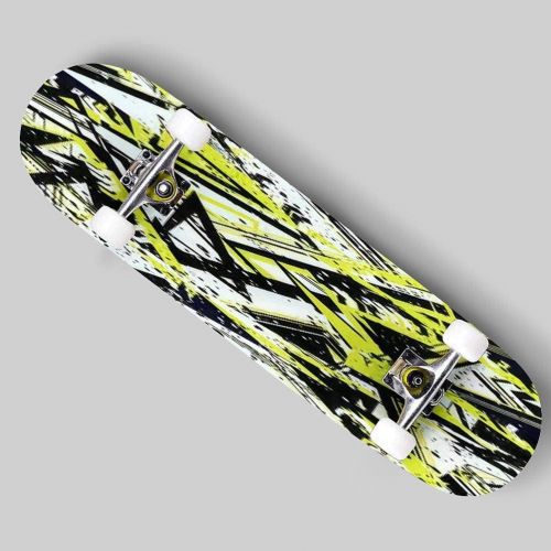 Puiuoo Abstract Seamless Geometric Background with Squares Star Triangles Skateboard for Beginners Standard Skateboard for Adults Youth Kids Maple Double Kick Concave Boards Complete Skat