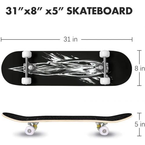  Puiuoo Cool Skateboard for Girls Boys Teens Beginners Ilustration at The Moon Maple Standard Complete Skateboards for Adults Youth Kids Outdoor Stuff Gifts