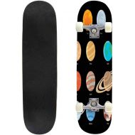 Puiuoo Cool Skateboard for Girls Boys Teens Beginners Neon Flare Light Power Effect Blurred Blue Magic Bright Space Trail Maple Standard Complete Skateboards for Adults Youth Kids Outdoor