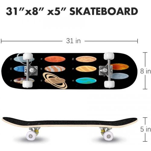  Puiuoo Cool Skateboard for Girls Boys Teens Beginners Neon Flare Light Power Effect Blurred Blue Magic Bright Space Trail Maple Standard Complete Skateboards for Adults Youth Kids Outdoor