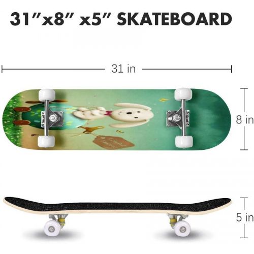  Puiuoo Cool Skateboard for Girls Boys Teens Beginners Easter Egg Stock Maple Standard Complete Skateboards for Adults Youth Kids Outdoor Stuff Gifts