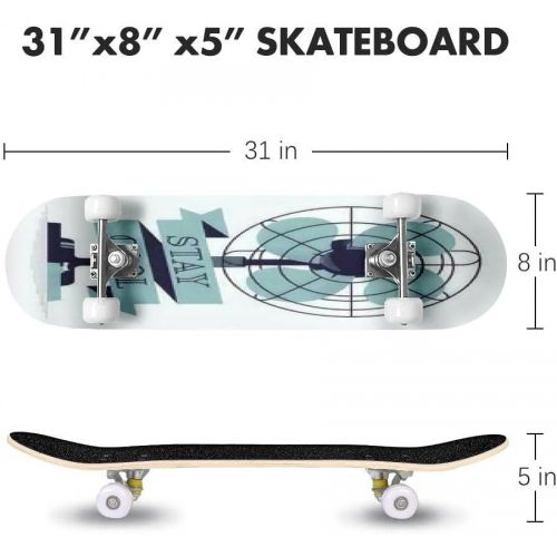  Puiuoo Skateboard for Beginners Teens Boys Girls Stuff Color Doodle Style Characters Series Set Standard Cool Skateboard for Adults Kids Maple Complete Skateboard Outdoor Gifts