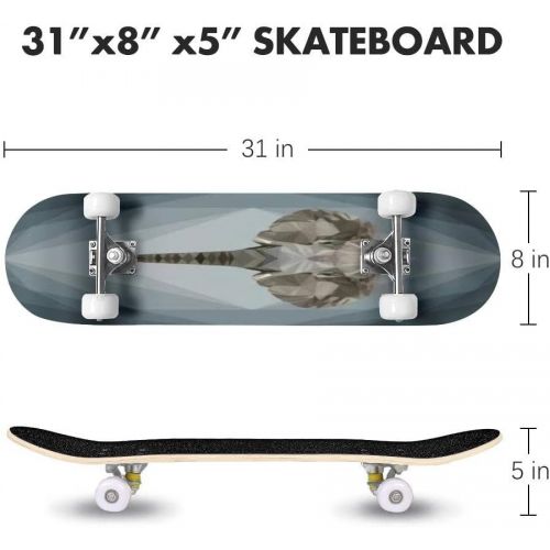  Puiuoo Laos Three Headed Elephant Cool Skateboard for Teens Boys Girls Beginners Standard Skateboard for Adults Youth Kids Maple Complete Skateboard Outdoor Gifts