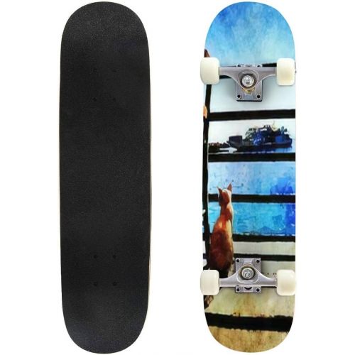  Puiuoo an of The Moon Painting Skateboard for Beginners Teens Boys Girls Cool Stuff Standard Skateboard for Adult Kids Maple Complete Skateboard Outdoor Gifts