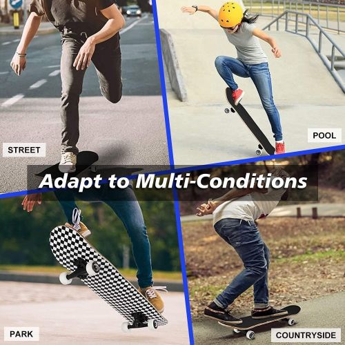  Puiuoo Best dad Slogan with Father and Son Dog Cool Skateboard for Teens Boys Girls Beginners Standard Skateboard for Adults Youth Kids Maple Complete Skateboard Outdoor Gifts