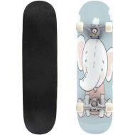 Puiuoo Hand Drawn Sketch Elephant Cool Skateboard for Teens Boys Girls Beginners Standard Skateboard for Adults Youth Kids Maple Complete Skateboard Outdoor Gifts