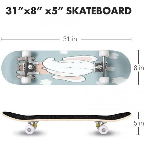  Puiuoo Hand Drawn Sketch Elephant Cool Skateboard for Teens Boys Girls Beginners Standard Skateboard for Adults Youth Kids Maple Complete Skateboard Outdoor Gifts