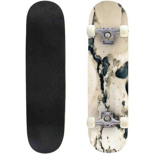  Puiuoo Airy Alcohol Ink Artwork Fragment Japanese Ink Style Coffee Wall Cool Skateboard for Girls Boys Teens Beginners Standard Skateboard for Adults Youth Kids Maple Complete Skateboard