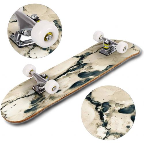  Puiuoo Airy Alcohol Ink Artwork Fragment Japanese Ink Style Coffee Wall Cool Skateboard for Girls Boys Teens Beginners Standard Skateboard for Adults Youth Kids Maple Complete Skateboard