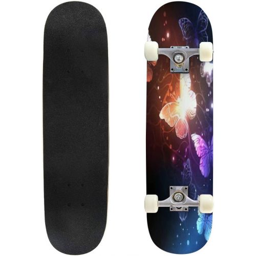  Puiuoo Cool Skateboard for Girls Boys Teens Beginners A Swarm of Beautiful Multicolored Butterflies Maple Standard Complete Skateboards for Adults Youth Kids Outdoor Stuff Gifts