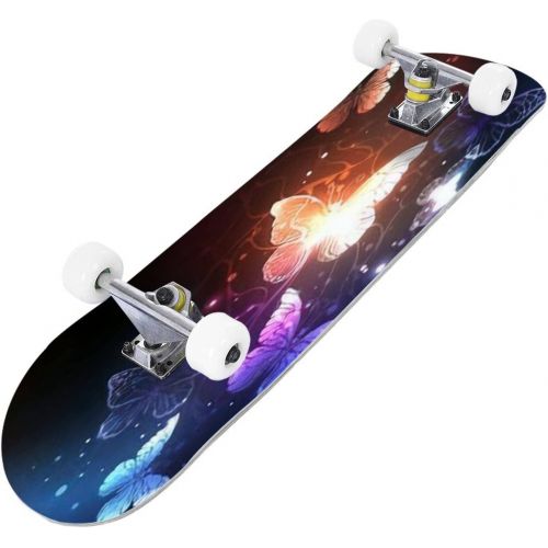  Puiuoo Cool Skateboard for Girls Boys Teens Beginners A Swarm of Beautiful Multicolored Butterflies Maple Standard Complete Skateboards for Adults Youth Kids Outdoor Stuff Gifts