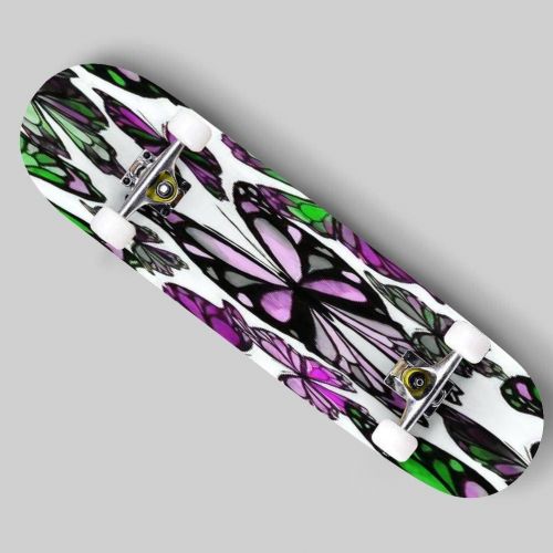  Puiuoo Watercolor Abstract Butterfly Seamless Skateboard for Teens Boys Girls Beginners Cool Standard Skateboards Adults Youth Kids Maple Complete Outdoor Gifts