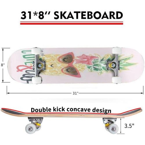  Puiuoo Dinosaur Illustration with Cool Slogans for t Shirt Prints and Skateboard for Beginners Standard Skateboard for Adults Youth Kids Maple Double Kick Concave Boards Complete Skateboa