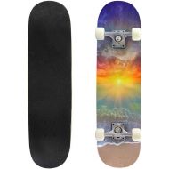 Puiuoo Cool Skateboard for Girls Boys Teens Beginners Glitter Border Frame on White Maple Standard Complete Skateboards for Adults Youth Kids Outdoor Stuff Gifts
