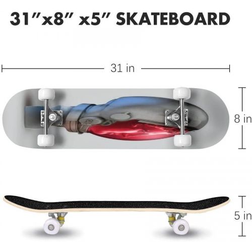  Puiuoo Skateboard for Beginners Teens Boys Girls Stuff 3D Marble Statue Head Wearing a Space Helmet Greek Hippy Cool Savage Standard Cool Skateboard for Adults Kids Maple Complete Skatebo