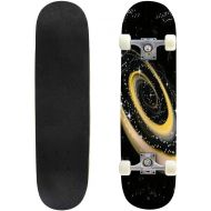 Puiuoo Spiral Galaxy Skateboard for Beginners Standard Skateboard for Adults Youth Kids Maple Double Kick Concave Boards Complete Skateboard 31x8