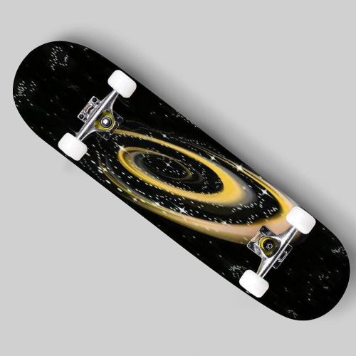  Puiuoo Spiral Galaxy Skateboard for Beginners Standard Skateboard for Adults Youth Kids Maple Double Kick Concave Boards Complete Skateboard 31x8