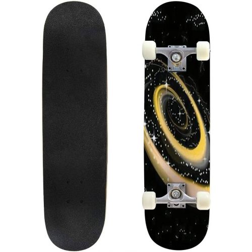  Puiuoo Spiral Galaxy Skateboard for Beginners Standard Skateboard for Adults Youth Kids Maple Double Kick Concave Boards Complete Skateboard 31x8