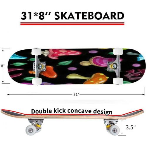  Puiuoo Seamless Cartoon Hills Landscape unending Background with Ground Hills Skateboard for Beginners Standard Skateboard for Adults Youth Kids Maple Double Kick Concave Boards Complete