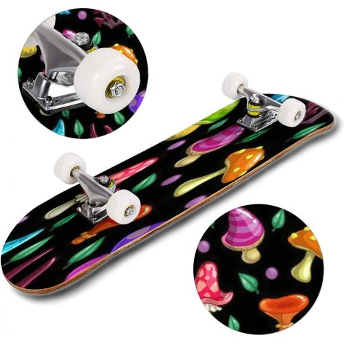  Puiuoo Seamless Cartoon Hills Landscape unending Background with Ground Hills Skateboard for Beginners Standard Skateboard for Adults Youth Kids Maple Double Kick Concave Boards Complete