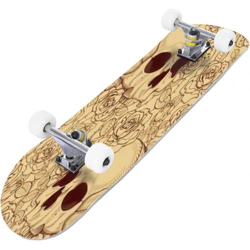  Puiuoo of Skull Roses and Snake Cool Skateboard for Teens Boys Girls Beginners Standard Skateboard for Adults Youth Kids Maple Complete Skateboard Outdoor Gifts