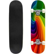 Puiuoo Tendril Spiral Circle Abstract in Summer Garden Skateboard for Beginners Standard Skateboard for Adults Youth Kids Maple Double Kick Concave Boards Complete Skateboard 31x8