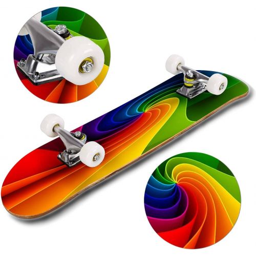  Puiuoo Tendril Spiral Circle Abstract in Summer Garden Skateboard for Beginners Standard Skateboard for Adults Youth Kids Maple Double Kick Concave Boards Complete Skateboard 31x8