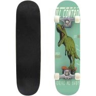 Puiuoo Dinosaur with Typographic Composition T rex Danger Power Predator Dino Cool Skateboard for Teens Boys Girls Beginners Standard Skateboard for Adults Youth Kids Maple Complete Skate